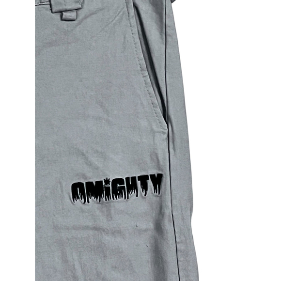 Omighty Embroidered Flame Gray 90's Style Pants Size Large Stretch Rave Casual - Picture 3 of 7